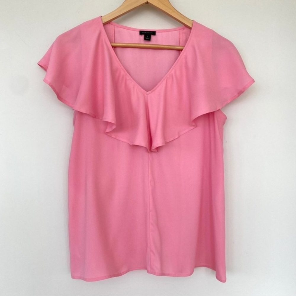 Ann Taylor Pink V-Neck blouse S